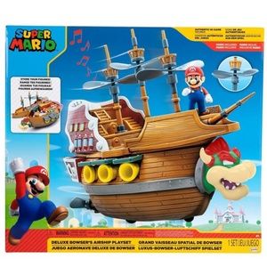 Super Mario Deluxe Bowser's Air Ship Playset with Mario Action Figure